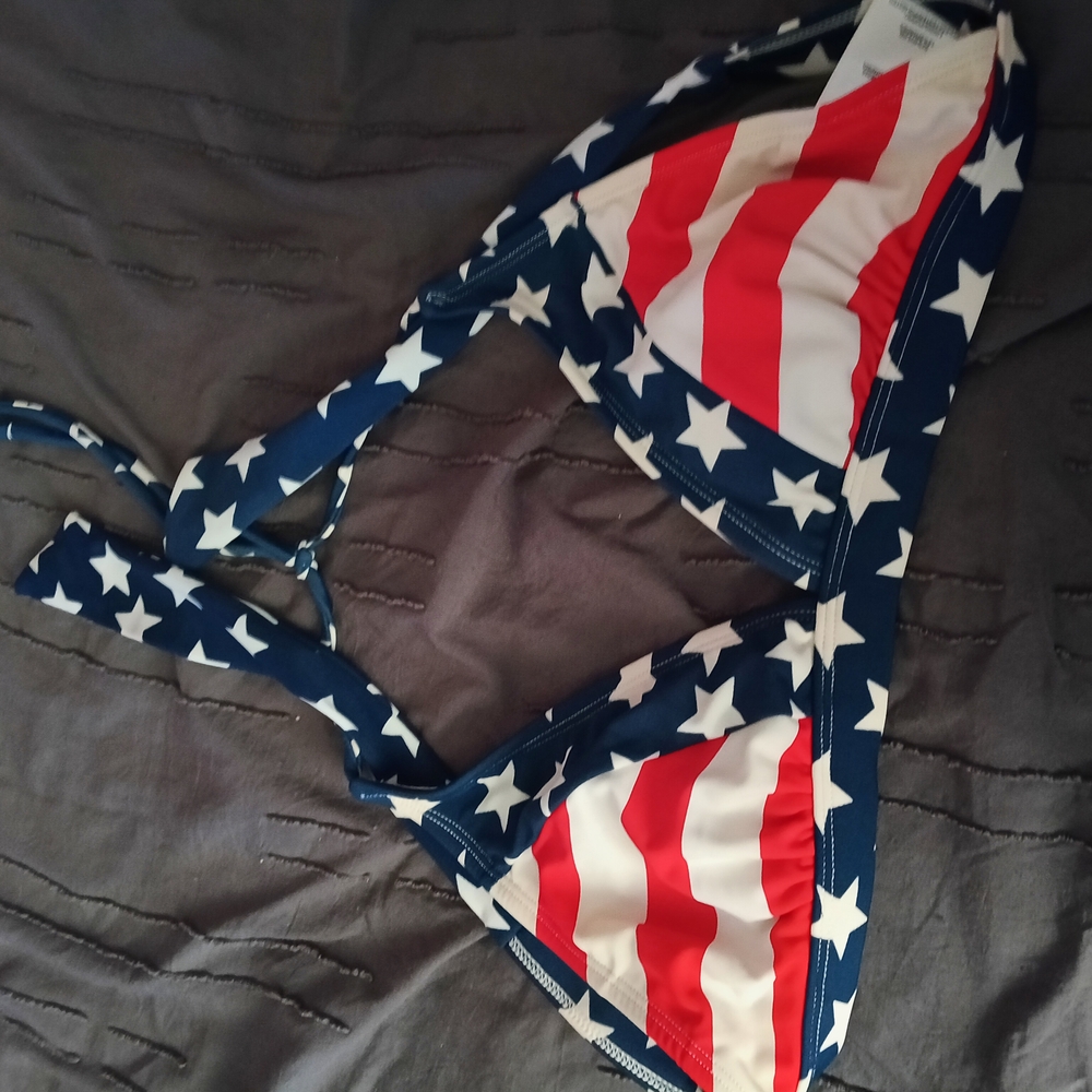 Catalina Red, White, and Blue Bikini Top